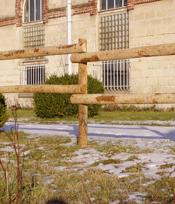 Clôture à 2 lisses rondes en bois