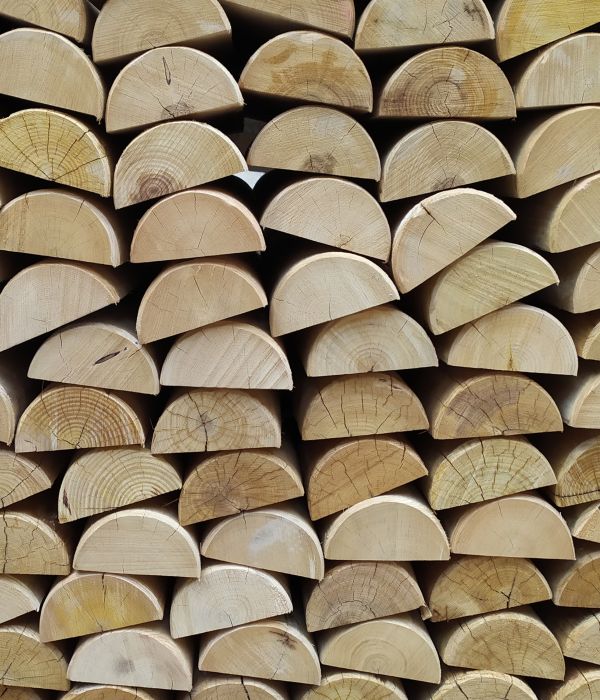 Demi rondin châtaignier fraisé e2d